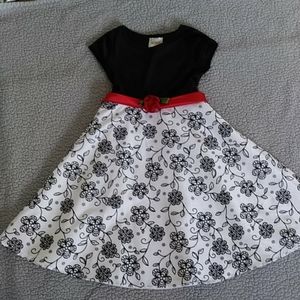 Black Velvet and Floral pattern Holiday Dress